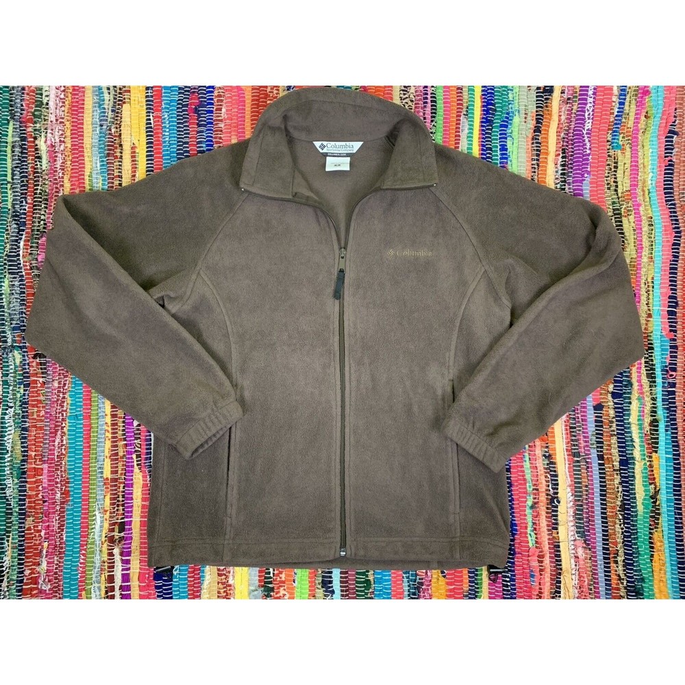 Columbia Jacket Women’s M Medium Brown Full Zip Mock Neck Long Sleeves Fleece